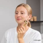 blonde girl using a derma roller on her face but how often to use derma roller?